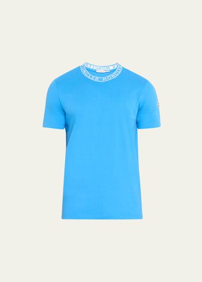 Moncler Men's Logo Crew T-shirt In Open Blue