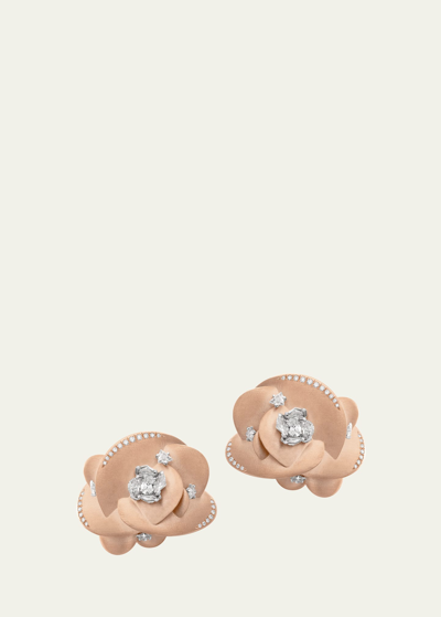 Boghossian Rose Gold Desert Rose Diamond Stud Earrings