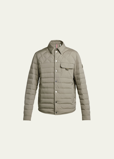 Moncler Men's Iseran Quilted Overshirt In Olive