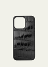 Abas Men's Iphone 14 Pro Max Alligator Phone Case In Black