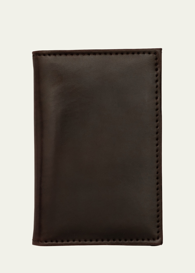 Abas Men's Cordovan Leather Vertical Bifold Card Case In Burgundy