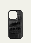 Abas Men's Iphone 14 Pro Alligator Phone Case In Black