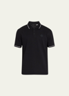 Moncler Men's Logo Stripe-trim Polo In Black