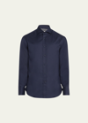 Brunello Cucinelli Patterned-jacquard Long-sleeve Shirt In C063 Navy