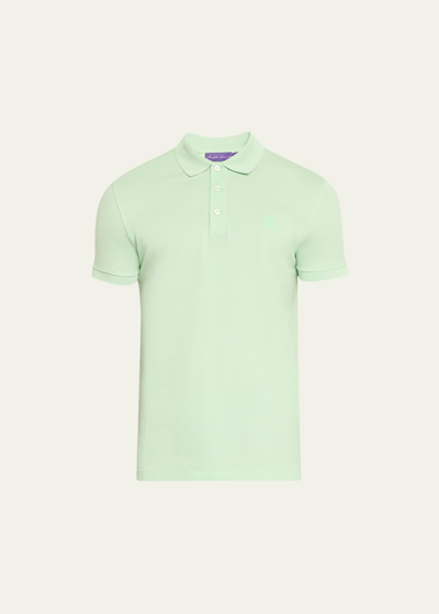 Ralph Lauren Purple Label Logo-embroidered Cotton-piqué Polo Shirt In Green