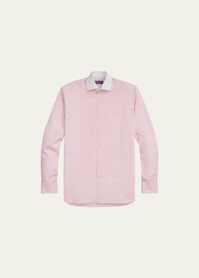 Ralph Lauren Purple Label Men's End On End Cotton Long-sleeve Shirt In Pink