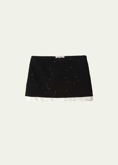 Miu Miu Sequined-tweed Mini Skirt In Black