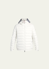 Moncler Cornour Quilted Full Zip Hooded Down Jacket In Natural