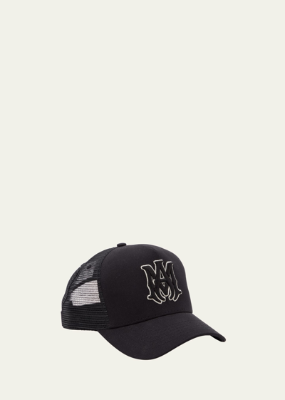 Amiri Ma Logo Embroidered Trucker Hat In Black