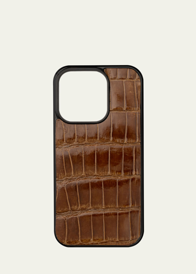 Abas Men's Iphone 14 Pro Alligator Phone Case In Cognac