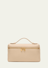 Loro Piana Zip Leather Crossbody Bag In Warm Mastic