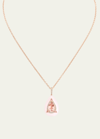 BOGHOSSIAN ROSE GOLD INLAY REVEAL PINK OPAL AND MORGANITE PENDANT NECKLACE WITH DIAMONDS