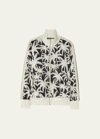 Palm Angels Zip-up Sweatshirt With Palms Print In Black
