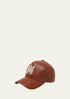 Amiri Ma Logo-embroidered Leather Cap In Brown