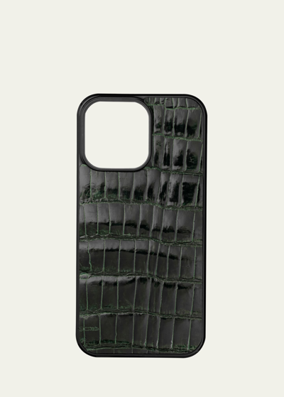 Abas Men's Iphone 14 Pro Max Alligator Phone Case In Hunter Green