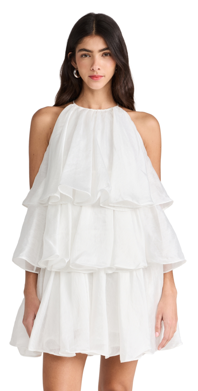 Aje Claudia Tiered Frill Halter Mini Dress In White | ModeSens