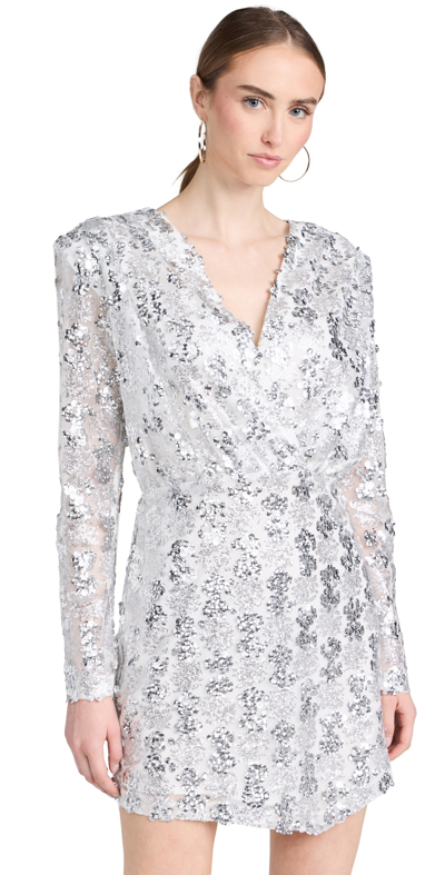 Amanda Uprichard Contessa Dress In Sequin Silver M