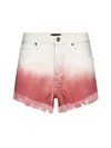 Alanui Papaya Ombre Dip Dye Frayed Denim Shorts In Red
