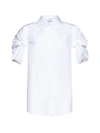 Alexander Mcqueen Wrap Sleeved Round Hem Shirt In Opticalwhite
