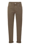 Brunello Cucinelli Five-pocket Traditional Fit Trousers In Light Comfort-dyed Denim In Brown