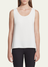 Lafayette 148 Silk Double Georgette Finnley Top In Cloud