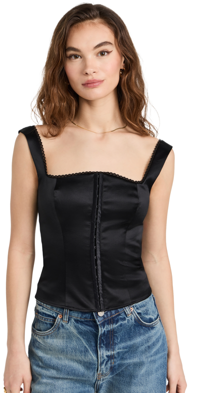 Reformation Tagliatelle Silk Top In Black