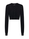 Dolce & Gabbana Viscose Mesh Top With All-over Dg Logo In Black