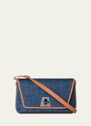 Akris Anouk Small Day Bicolor Raffia Crossbody Bag In 784 Denimcuoio