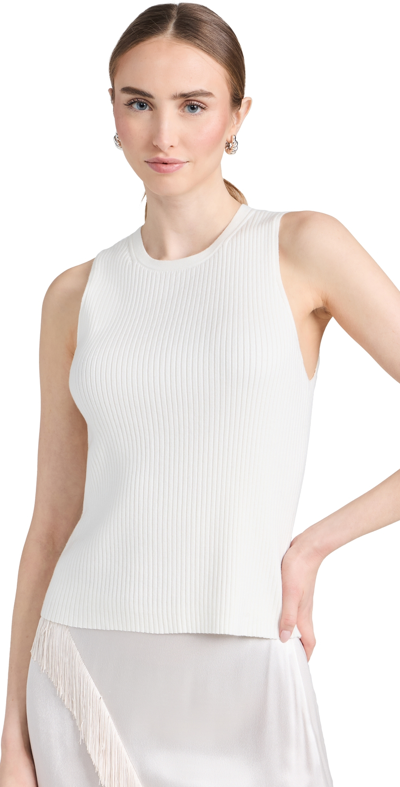 Vince Ribbed High Neck Tank Off White Xxs