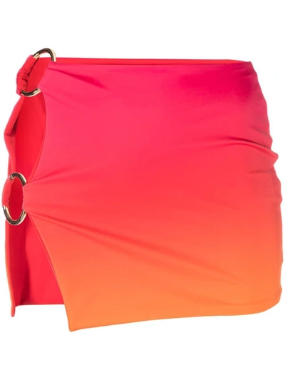 Louisa Ballou Double Ring Lycra Mini Skirt In Hot Pink