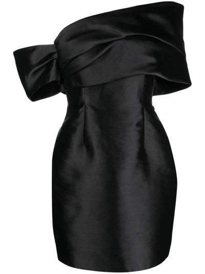 Solace London Edda Satin Mini Dress In Black