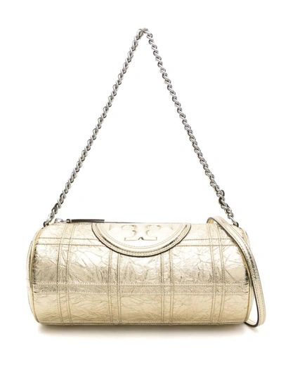 Tory Burch Fleming Soft Leather Barrel Bag In Golden