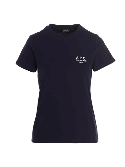 Apc A.p.c. Logo Printed Crewneck T In Blue