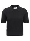Tory Burch Crewneck Viscose Blend Top W/ Collar In Black