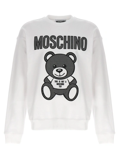 Moschino Teddy Mesh Sweatshirt In White/black