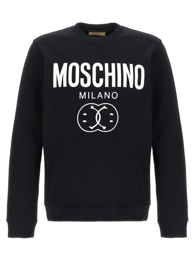 MOSCHINO DOUBLE SMILE SWEATSHIRT WHITE/BLACK