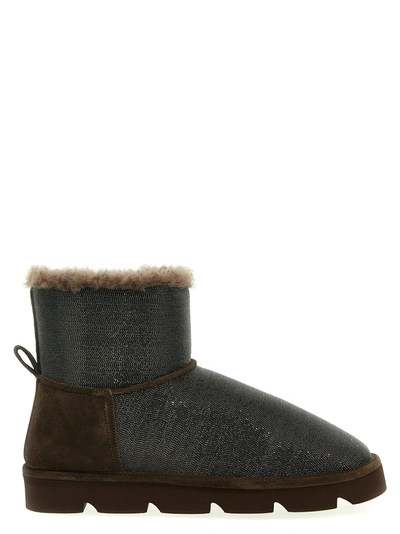 Brunello Cucinelli Ankle Leather Boots In Brown