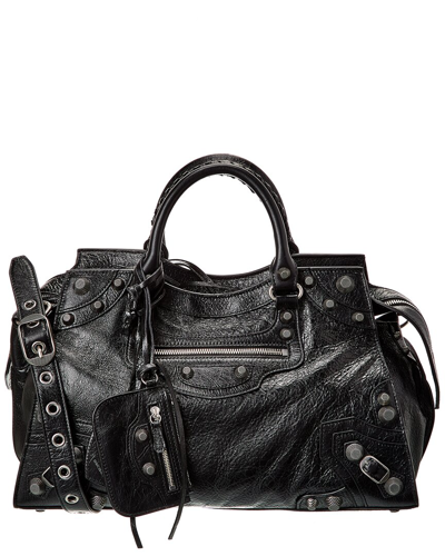 Balenciaga Crush Small Leather Shoulder Bag In Black