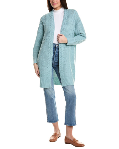 Rain + Rose Cable Cardigan In Blue