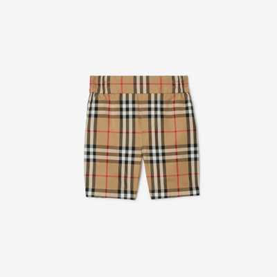 Burberry Kids' Vintage Check Elasticated Cotton Shorts In Beige