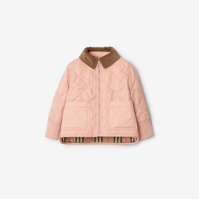 Burberry Kids' Otis Contrasting-collar Quilted Jacket In Coral Rose