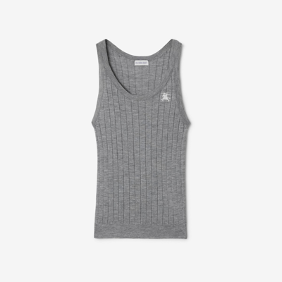 Burberry Cashmere Ekd Tank Top In Light Grey Melange