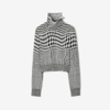 Burberry Houndstooth Wool-blend Turtleneck Sweater In Monochrome