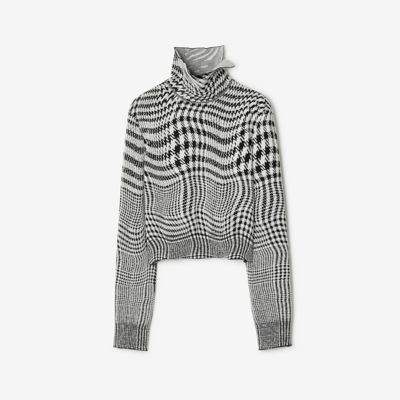BURBERRY BURBERRY WARPED HOUNDSTOOTH WOOL BLEND SWEATER
