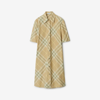 Burberry Signature Check Button-front Shirtdress In Flax