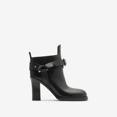 Burberry Leather Stirrup Low Boots In Black