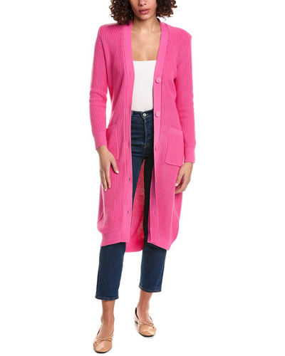 Minnie Rose Belted Long Shaker Cashmere-blend Cardigan In Pink