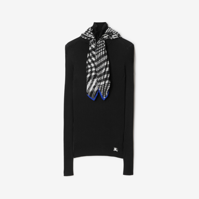 Burberry Scarf Rib Knit Jumper In Black