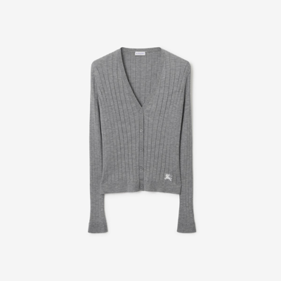 Burberry Cashmere Cardigan In Light Grey Melange