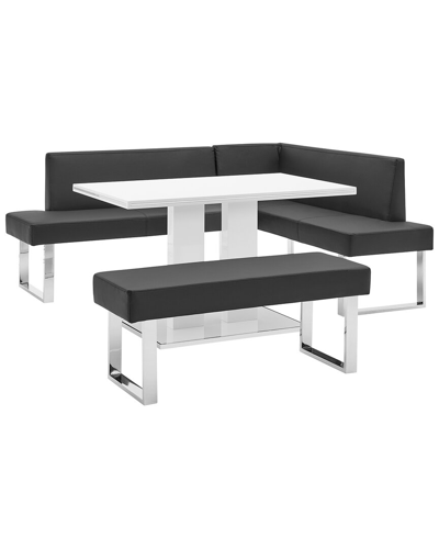 Armen Living Amanda 3pc Rectangular Dining Set In Black